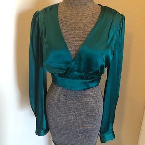 Emerald green cropped blouse.Size small